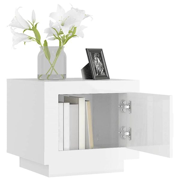 vidaXL Salongbord h&oslash;yglans hvit 51x50x45 cm konstruert tre