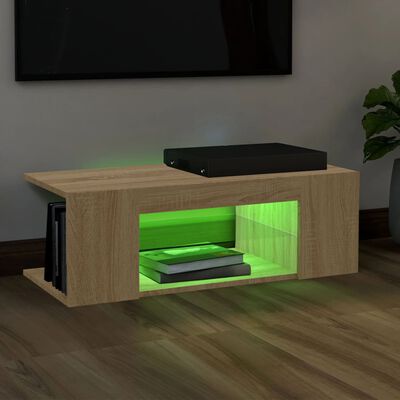 vidaXL TV-benk med LED-lys sonoma eik 90x39x30 cm