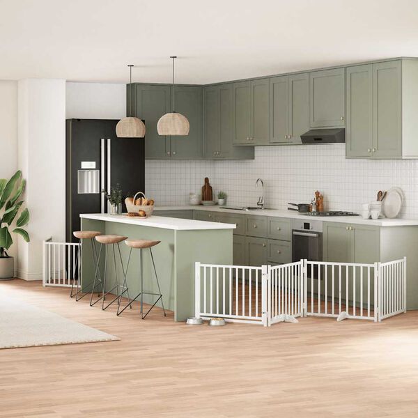 vidaXL Hundeport sammenleggbar 12 paneler hvit 960 cm poppeltre