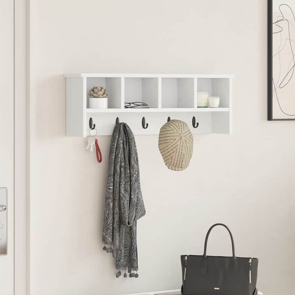 vidaXL Vegghengt kleshenger Hvit 75 x 16 x 26 cm Konstruert tre