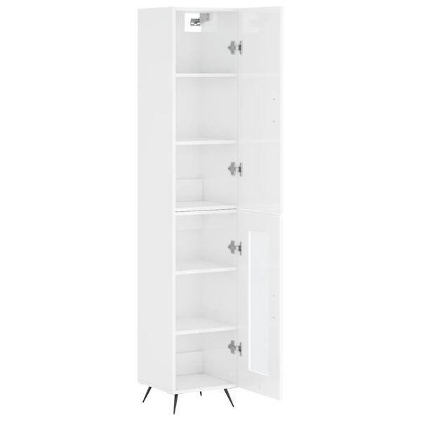 vidaXL Highboard h&oslash;yglans hvit 34,5x34x180 cm konstruert tre