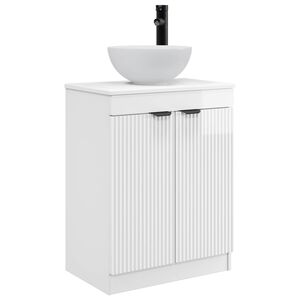 vidaXL Badm&oslash;bel med vask H&oslash;gglans hvit 54 x 35 x 83 cm Konstruert tre