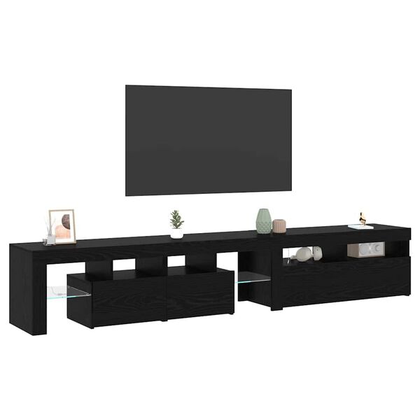vidaXL TV-skap 2 pcs Svart Eik 230 x 36,5 x 40 cm Konstruert tre