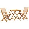 vidaXL Bistrosett 3 deler beige stoff og heltre