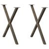 vidaXL Spisebordben X-formet 2 stk naturst&aring;l 70 x (72-73) cm st&aring;l