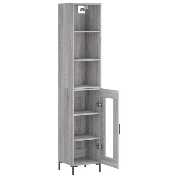 vidaXL Highboard gr&aring; sonoma 34,5x34x180 cm konstruert tre