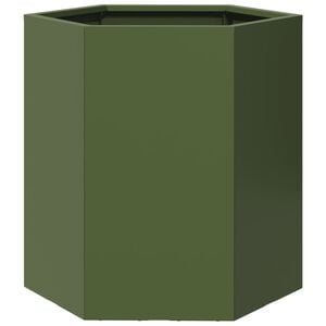 vidaXL Plantekasse olivengr&oslash;nn sekskantet 46x40x45 cm st&aring;l