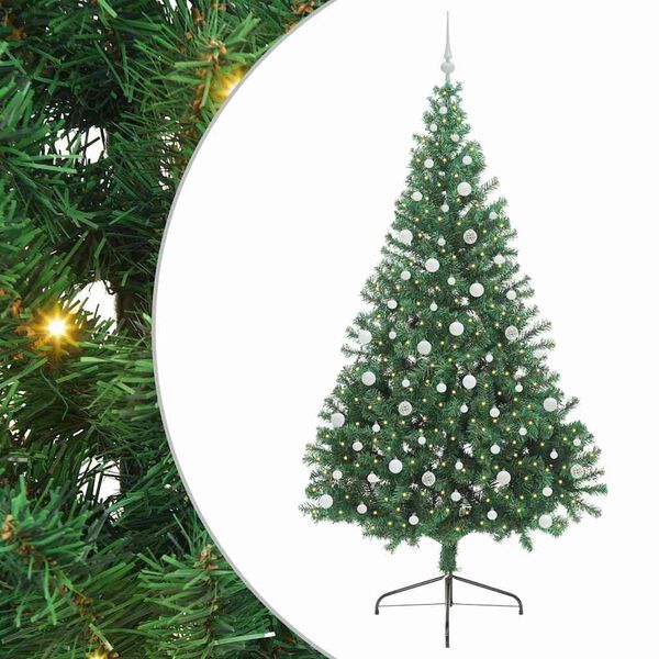 vidaXL Kunstig Forh&aring;ndsopplyst Juletre med 300 LED gr&oslash;nn 240 cm PVC