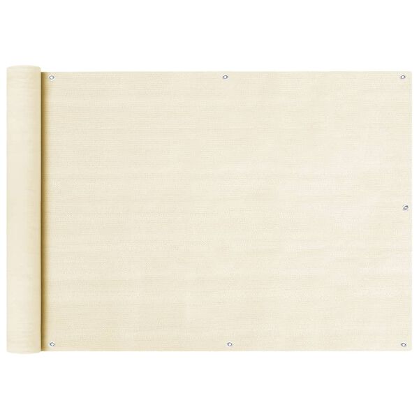 vidaXL Balkongskjerm kremhvit 75x500 cm HDPE