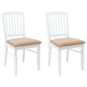 vidaXL Spisestoler 2 stk. Solid Gummitre Hvit 50 x 52,5 x 91 cm