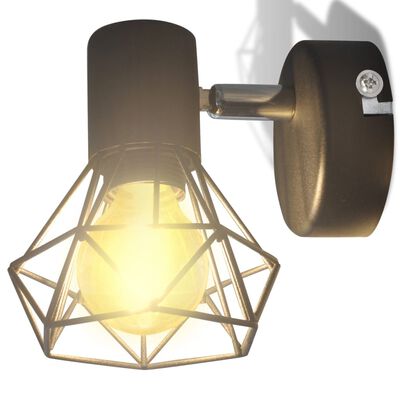 Vegglamper med LED-glødepærer 2 stk industriell stil trådramme svart