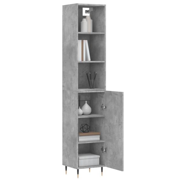 vidaXL Highboard betonggr&aring; 34,5x34x180 cm konstruert tre