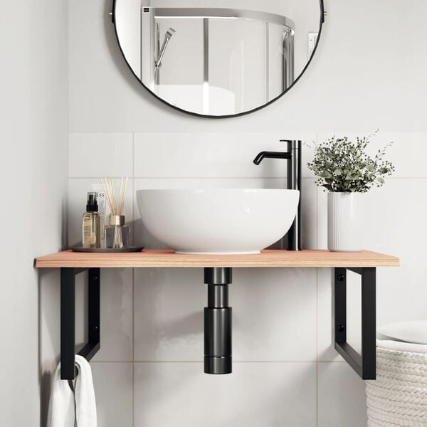 vidaXL Servanthylle veggmontert st&aring;l og heltre eik