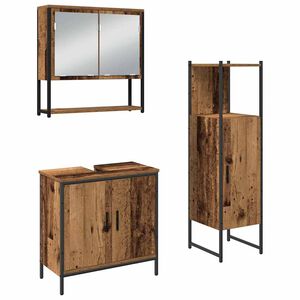 vidaXL Baderomsinnredningssett 3 stk. Brun 33 x 33 x 113,5 cm
