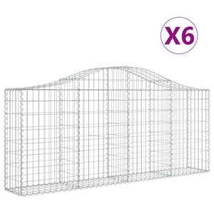 vidaXL Gabionkurver buede 6 stk 200x30x80/100 cm galvanisert jern
