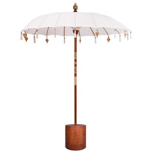 vidaXL Balinesisk parasoll med base Rund 190 x 190 x 295 cm