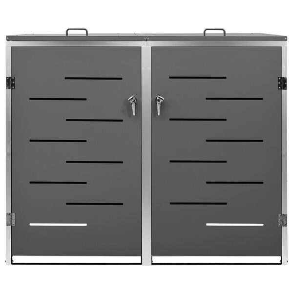 vidaXL Søppeldunkskur dobbelt 138x77,5x112,5 cm rustfritt stål