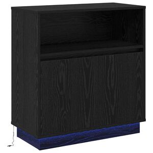 vidaXL LED sideboard Svart Eik 71 x 34,5 x 75 cm Konstruert tre