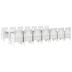 vidaXL Hage Spisestue Set med Puter 15 stk. Hvit PP