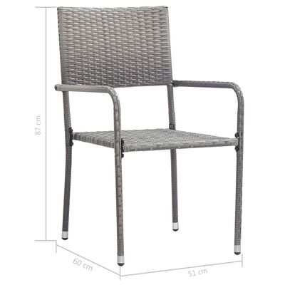 vidaXL Utendørs spisestoler 2 stk polyrotting grå