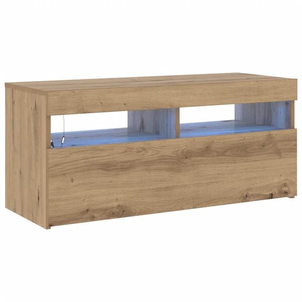 vidaXL TV-benk med LED-lys artisan eik 90x35x40 cm konstruert tre