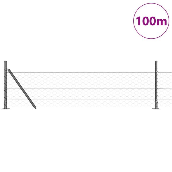 vidaXL Gjerde med innlegg. Grå 0.5 x 100 m PVC-belagt stål