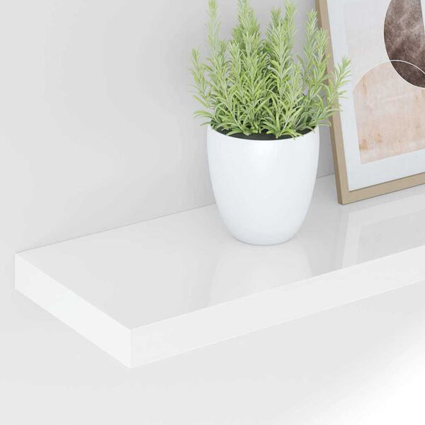 vidaXL Flytende vegghylle h&oslash;yglans hvit 80x23,5x3,8 cm MDF