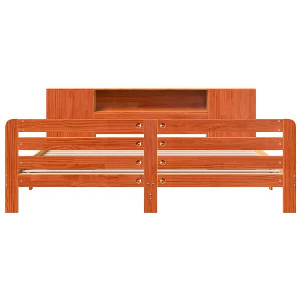 vidaXL Sengeramme uten madrass voksbrun 200x200 cm heltre furu