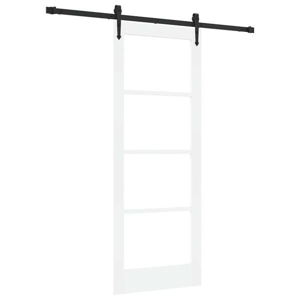 vidaXL Skyvedør Hvit 78 x 202 cm Massivt furutre og glass