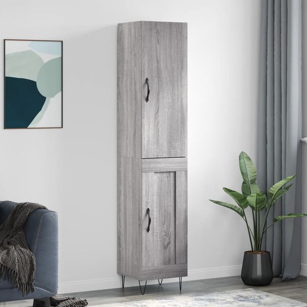 vidaXL Highboard gr&aring; sonoma 34,5x34x180 cm konstruert tre