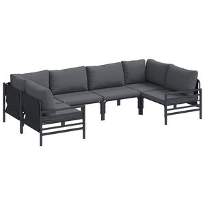 vidaXL Hagesofa Set med pute 6 pcs Svart Stål