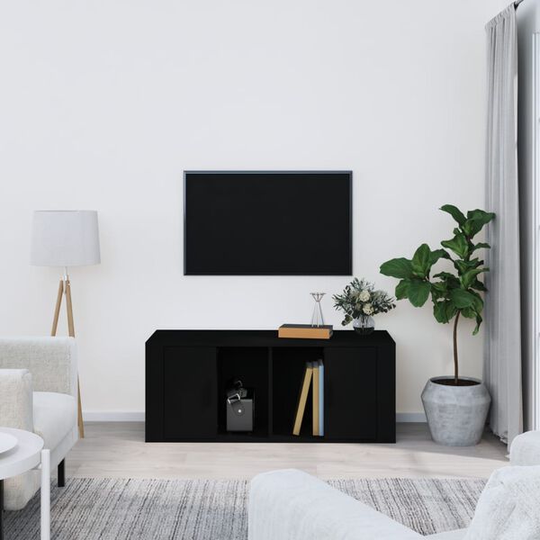 vidaXL TV-benk svart 100x35x40 cm konstruert tre