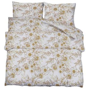 vidaXL Sengesett hvit og brun 260x220 cm bomull