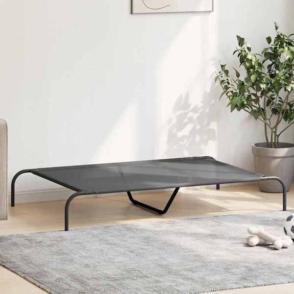 vidaXL Forh&oslash;yet hundeseng gr&aring; 130x80x20 cm tekstil og st&aring;l