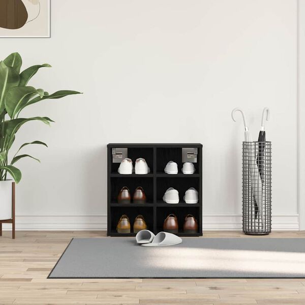 vidaXL Sko Skap med hylle Svart Eik 52 x 30 x 50,5 cm Konstruert tre
