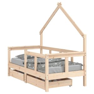 vidaXL Barnesengeramme med skuffer 70x140 cm heltre furu