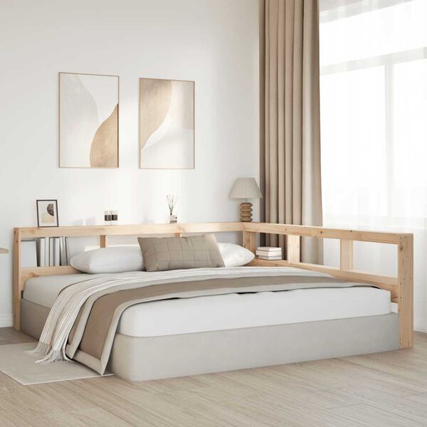 vidaXL Bokhylle sengegavl L-formet 180 cm heltre furu