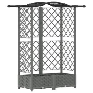 vidaXL Hevet Bed med Trellis og Tak Lysegr&aring; 124 x 40 x 123 cm PP