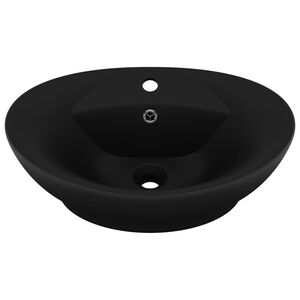 vidaXL Luksuri&oslash;s servant overl&oslash;p oval matt svart 58,5x39 cm keramisk