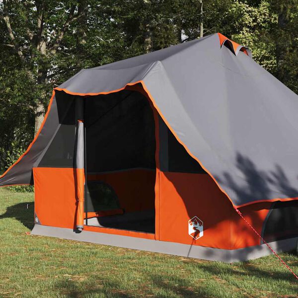 vidaXL Tipi telt med tak Gr&aring; og Oransje 358 x 296 x 258 cm taft