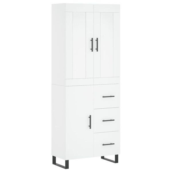 vidaXL Highboard hvit 69,5x34x180 cm konstruert tre