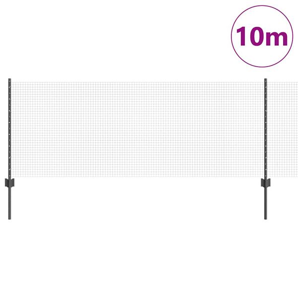 vidaXL Gjerde med stolpe Gr&aring; 0,8 x 10 m St&aring;l og PVC