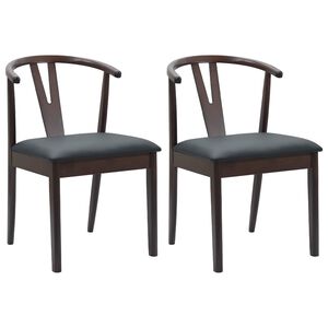 vidaXL Spisestuestol 2 stk. Solid Gummitre Lys Brun og Svart