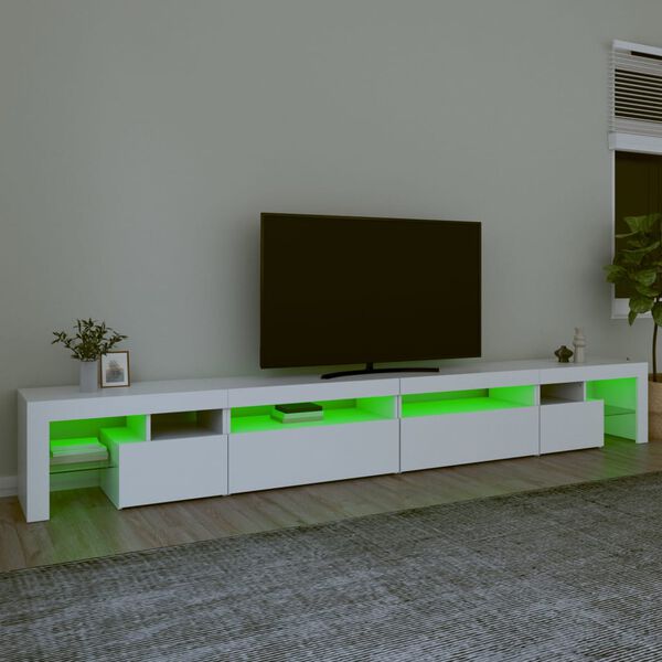 vidaXL TV-benk med LED-lys hvit 290x36,5x40 cm