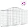 vidaXL Gabionkurver buede 5 stk 200x30x100/120 cm galvanisert jern