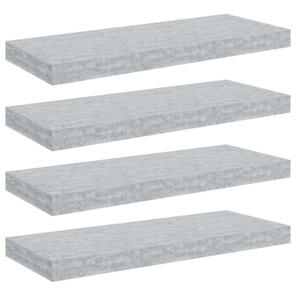 vidaXL Flytende vegghyller 4 stk betonggr&aring; 60x23,5x3,8 cm MDF