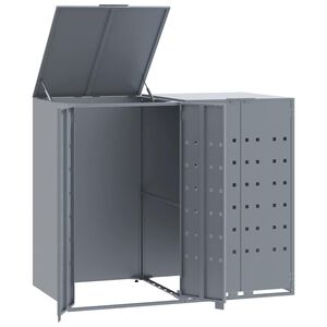 vidaXL S&oslash;ppeldunkskur for 2 dunker gr&aring; 138x79x117 cm st&aring;l