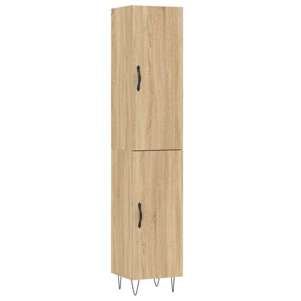 vidaXL Highboard sonoma eik 34,5x34x180 cm konstruert tre