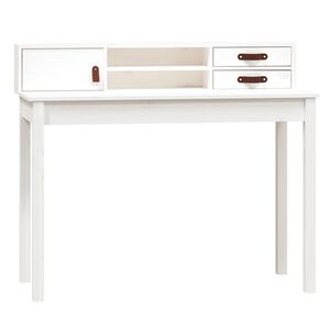vidaXL Skrivebord hvit 110x50x93 cm heltre furu