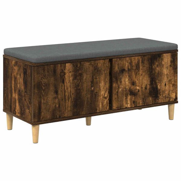 vidaXL Gangbenk med pute med lagring med d&oslash;r R&oslash;kt eik 100 x 38 x 46 cm